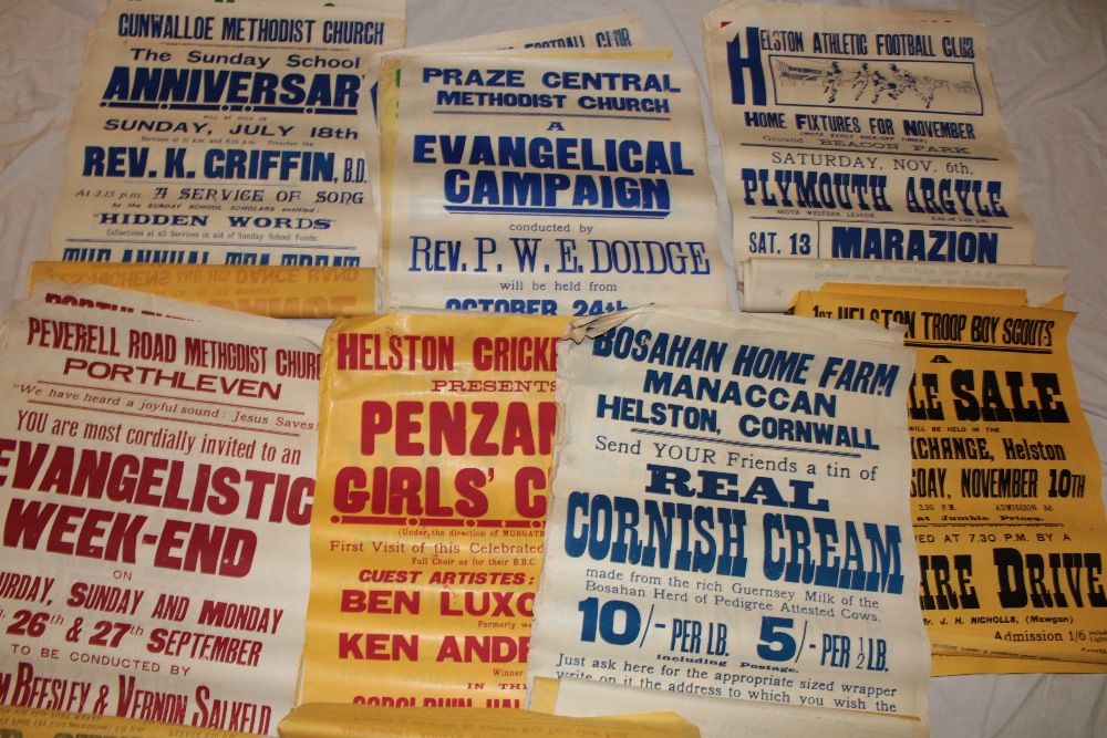 A selection of approximately 30 various 1950's posters relating to the Helston and surrounding