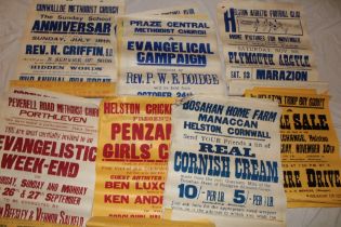 A selection of approximately 30 various 1950's posters relating to the Helston and surrounding