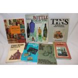 Various tin and bottle collecting books including Decorative Printed Tins, The Tin Can Book,