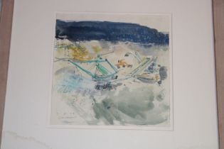 Kurt Jackson - mixed media "Carnsew Quay", inscribed and dated '95, labelled to verso,