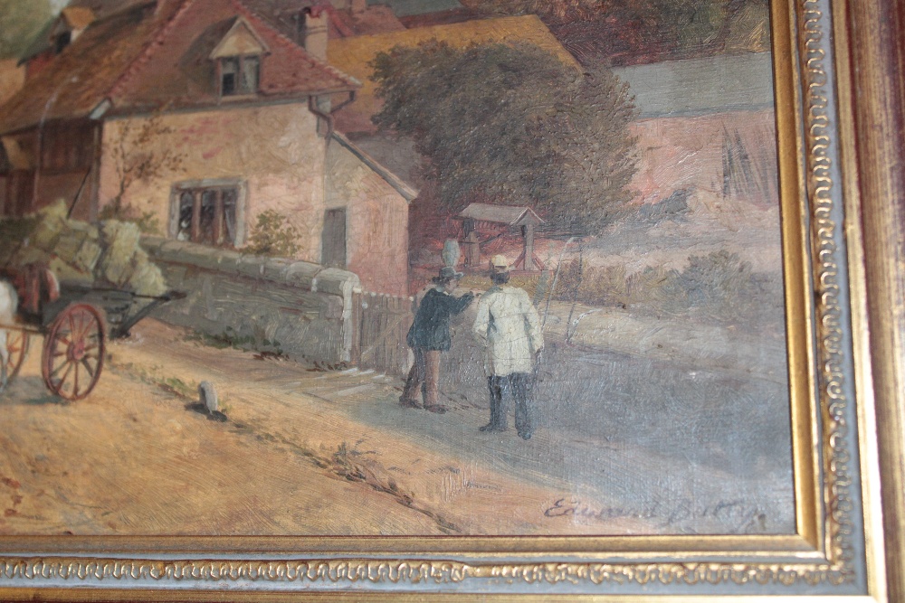 Edward Batty - oils on canvases Rural scenes with farm carts/hayricks, signed, - Image 2 of 3