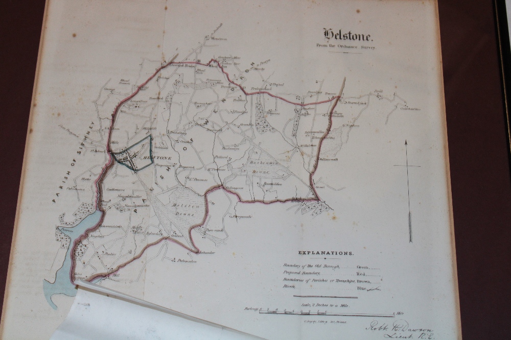 A handcoloured map of Helstone, two handcoloured maps of field boundaries in the Helston area, - Image 2 of 4