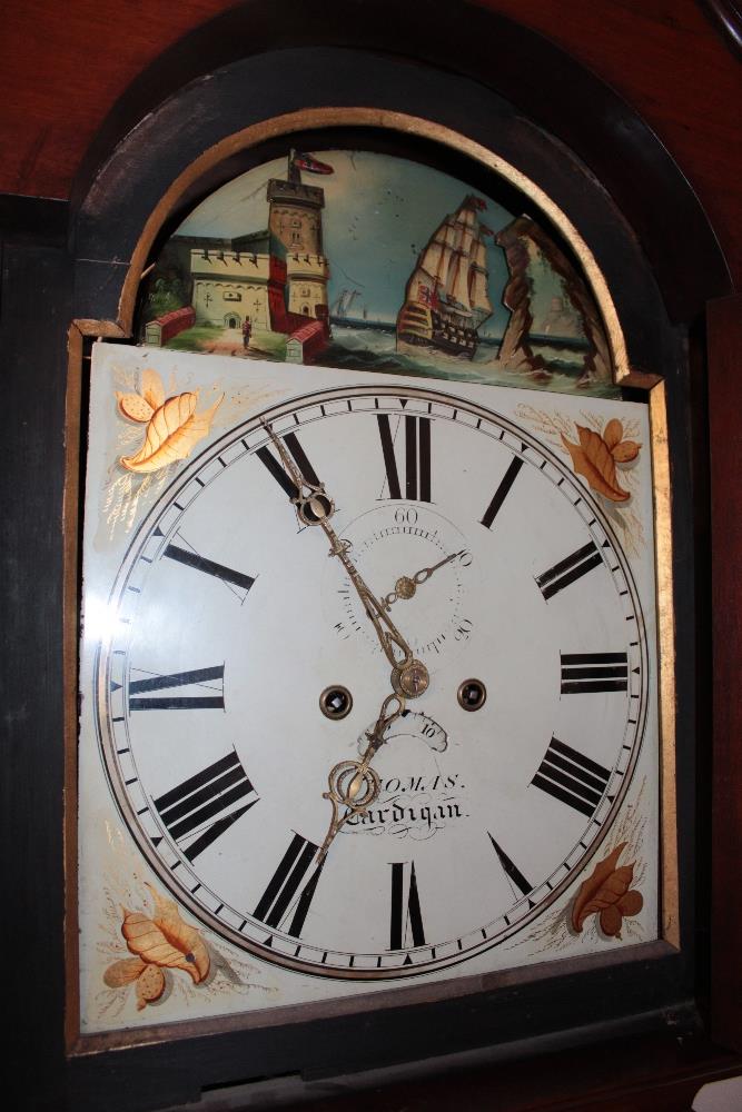 A 19th century Welsh long case clock with 14" painted arched dial by Thomas of Cardigan with - Image 3 of 3