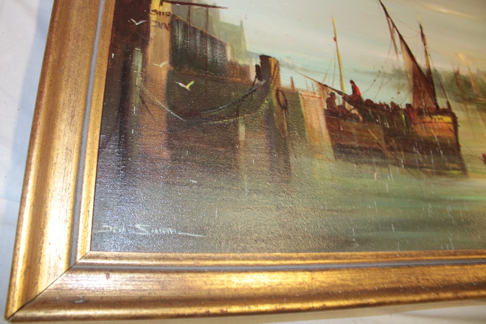 D** Smith - oil on canvas Penzance harbour with fishing boats, signed, - Image 2 of 2