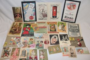 A selection of various card and paper adverts and small cuttings including Rinso, Sunlight soap,