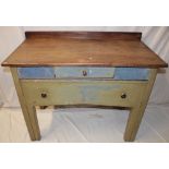 A 19th century French painted walnut rectangular wash-stand with a small drawer in the frieze above