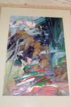 Artist unknown - acrylic Abstract study, indistinctly signed,