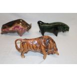 A 1960's/70's pottery figure of a bull,