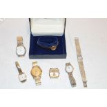 A gentleman's gold plated wristwatch by Dinmont with elasticated strap,