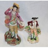A 19th century Staffordshire pottery figure of a male traveller,