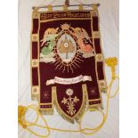 An unusual embroidered Catholic Church lectern drape "Ecce Panis Angelorum/Factus Gibbus Viatorum"