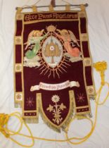 An unusual embroidered Catholic Church lectern drape "Ecce Panis Angelorum/Factus Gibbus Viatorum"