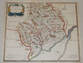 An 18th century hand-coloured map of Monmouth after Robert Morden