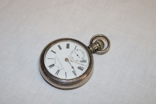 A gentleman's silver cased pocket watch with circular enamelled dial by Edward Kershaw of Werneth