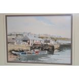 David Faull - watercolour "Porthleven Harbour", signed, inscribed to verso,