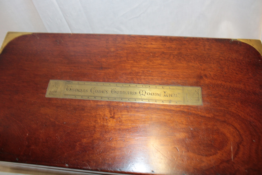 A 19th century brass mounted mahogany military writing slope with fitted interior, - Image 3 of 3