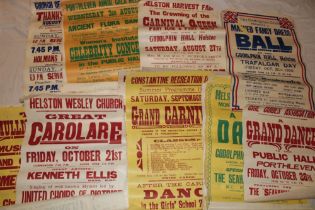 Approximately 30 various 1950's Helston and surrounding posters including Helston Harvest Fair,