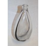 A Kosta art glass tapered vase with black lined decoration,