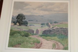 H** R** Wibberley - watercolour "Upper Manifold Valley, Derbyshire", signed, inscribed to verso,