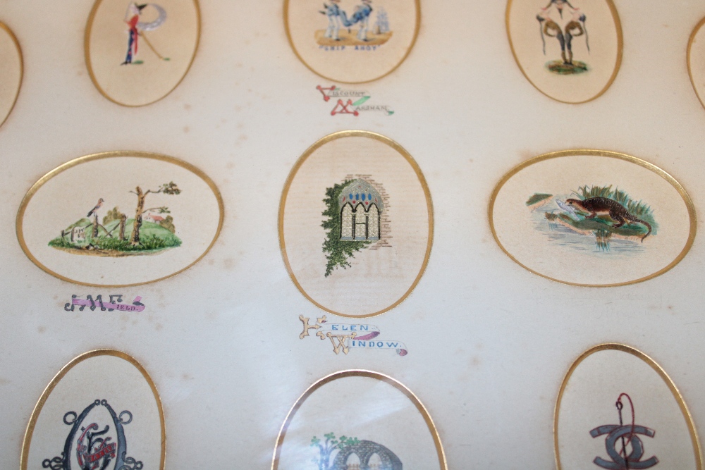 A framed display of thirteen miniature crests and pictures, - Image 2 of 2