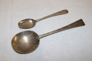 A George V silver medieval-style serving spoon,