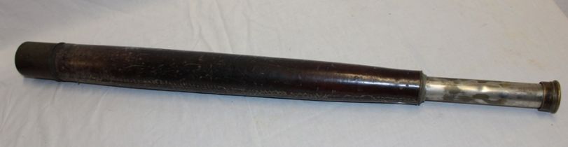 A 19th century brass and leather-clad single-draw telescope by Elliot Brothers of London 35" long