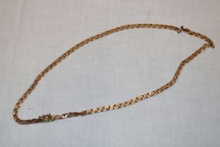 A 9ct gold flat link necklace (17.