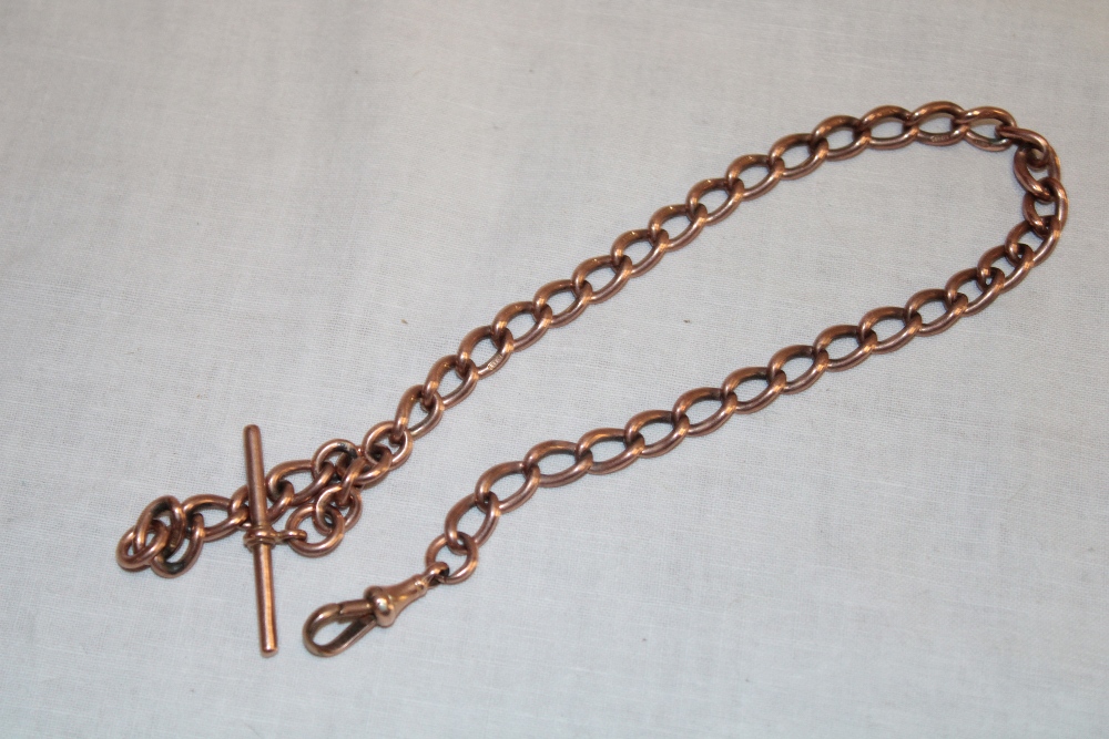 A 9ct gold pocket-watch chain with t-bar (40g)