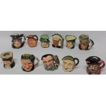 Eleven Royal Doulton china medium size character jugs and pots including Rip-Van-Winkle,