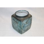 A Troika pottery square marmalade pot/vase with geometric decoration marked "Troika Cornwall