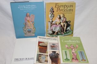 Four ceramic related volumes including Victorian Staffordshire Pottery Religious Figures;