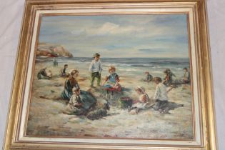 S** Hobbs - oil on canvas Children at the Seaside, signed,