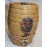 A 19th century stoneware one galleon barrel with paper label for The Redruth Brewery Company