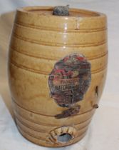 A 19th century stoneware one galleon barrel with paper label for The Redruth Brewery Company