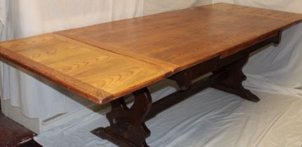An oak dining suite comprising an oak refectory dining table 6' x 3' 4" on standard supports