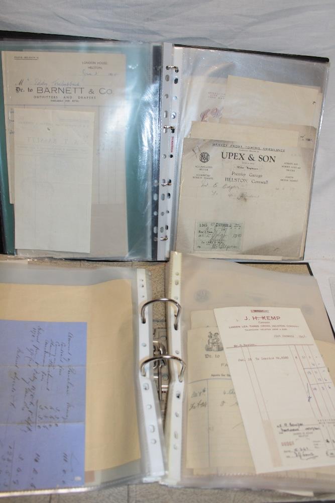 Two folders of original receipts and paperwork relating to the Helston area including 1885 Helston - Image 2 of 3