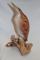 A Cornish carved wood bird figure by Geoffrey Bickley of St.