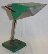 An Art Deco chromium plated and painted metal angular desk lamp