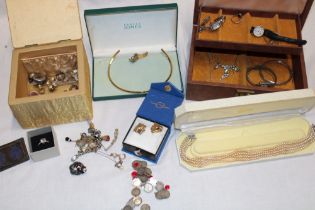 A selection of various costume jewellery including dress rings, earrings, brooches, necklaces,