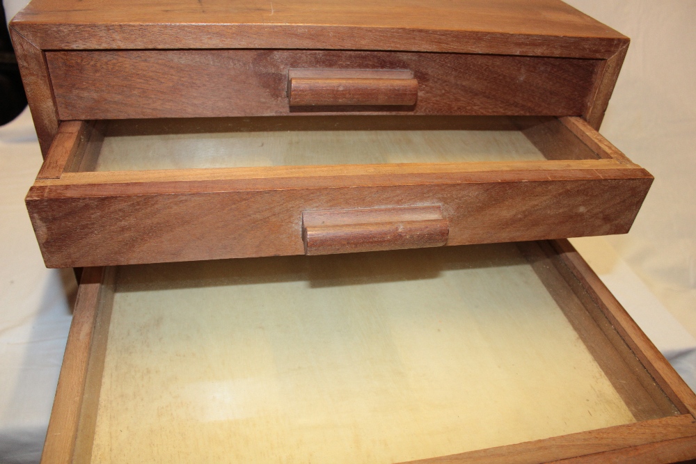 A polished camphor wood collector's chest of six shallow drawers, each with glass protective covers, - Image 2 of 2