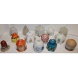 Fourteen various decorative glass lampshades in varying sizes and forms