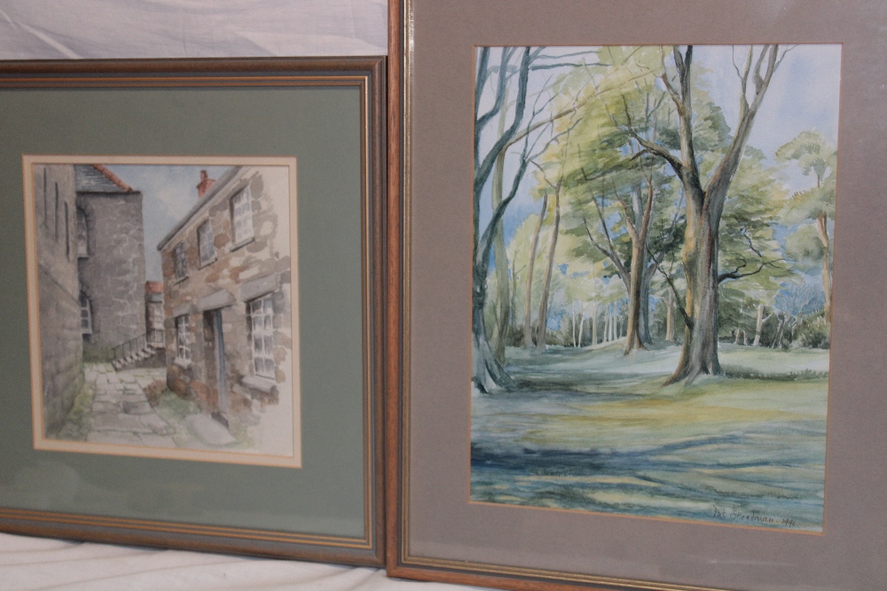 Pat Steadman - watercolours "Lane to the Epworth Hall" and "The Woodland Walk - Trelissick Gardens",
