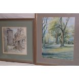 Pat Steadman - watercolours "Lane to the Epworth Hall" and "The Woodland Walk - Trelissick Gardens",