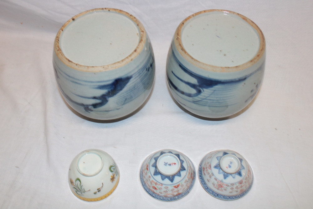 A pair of 19th century Chinese pottery ginger jars with blue and white landscape decoration, - Image 2 of 2