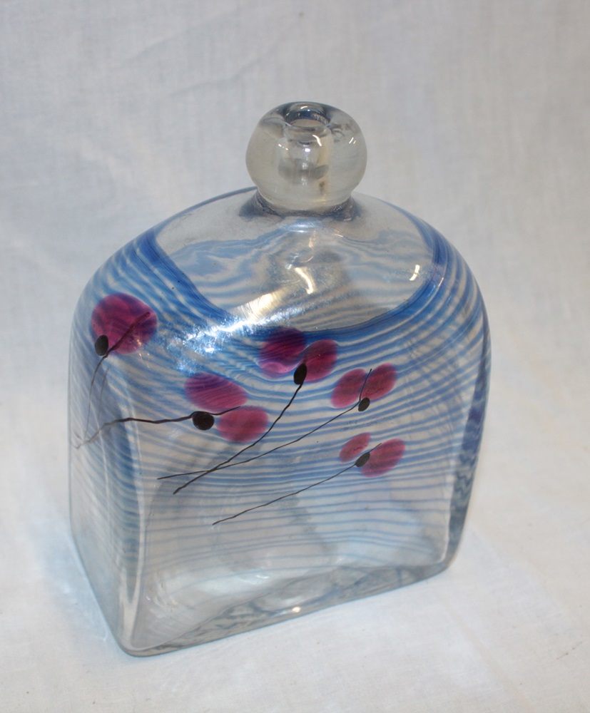 An art glass square flask by George Elliot,