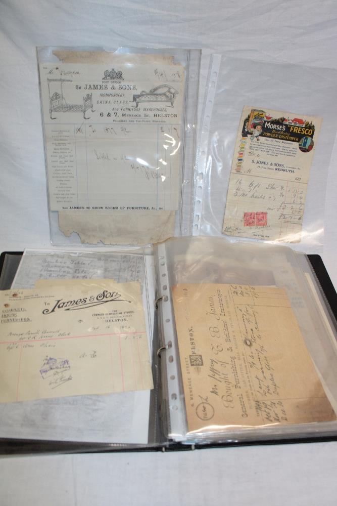 A folder containing a selection of Helston related paperwork and receipts including Thomas Jarvis - Image 2 of 2