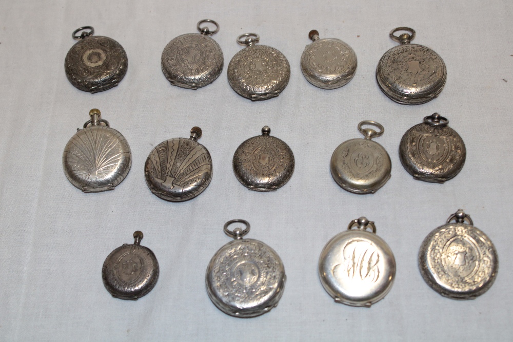 A selection of approximately fourteen various silver cased ladies' fob watches in varying - Image 2 of 2