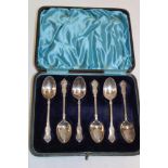 A set of six late Victorian silver teaspoons with decorated handles,