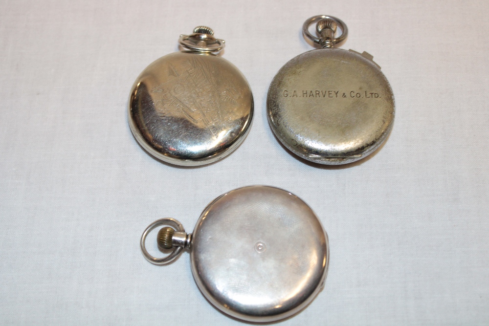 A gentleman's silver cased pocket watch with circular enamelled dial, - Image 2 of 2