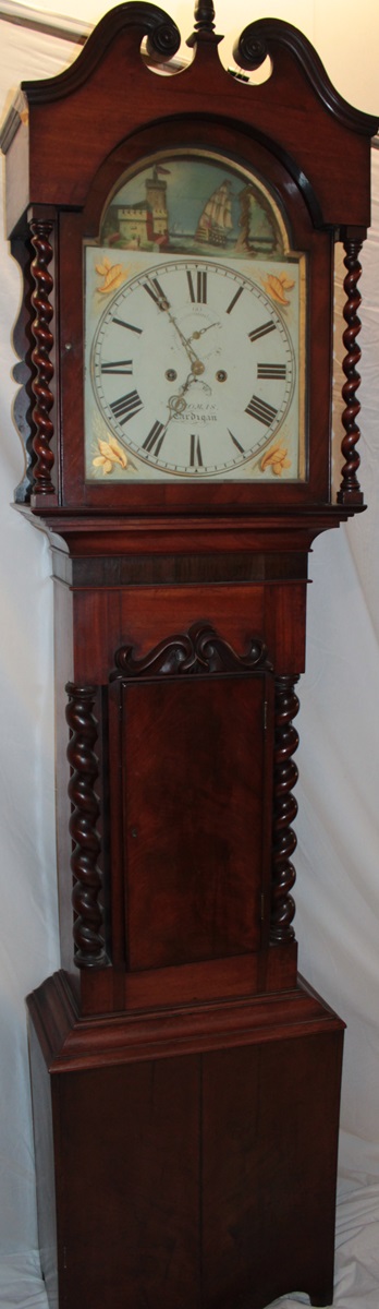 A 19th century Welsh long case clock with 14" painted arched dial by Thomas of Cardigan with - Image 2 of 3